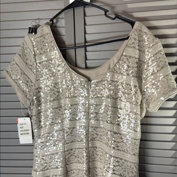 Donna Ricco Cream Sheath Mini Dress Scoop Neck Short Sleeve - Picture 6 of 12